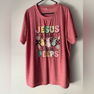 Women’s Pink 'Jesus is Risen Tell Your Peeps' Graphic Tee